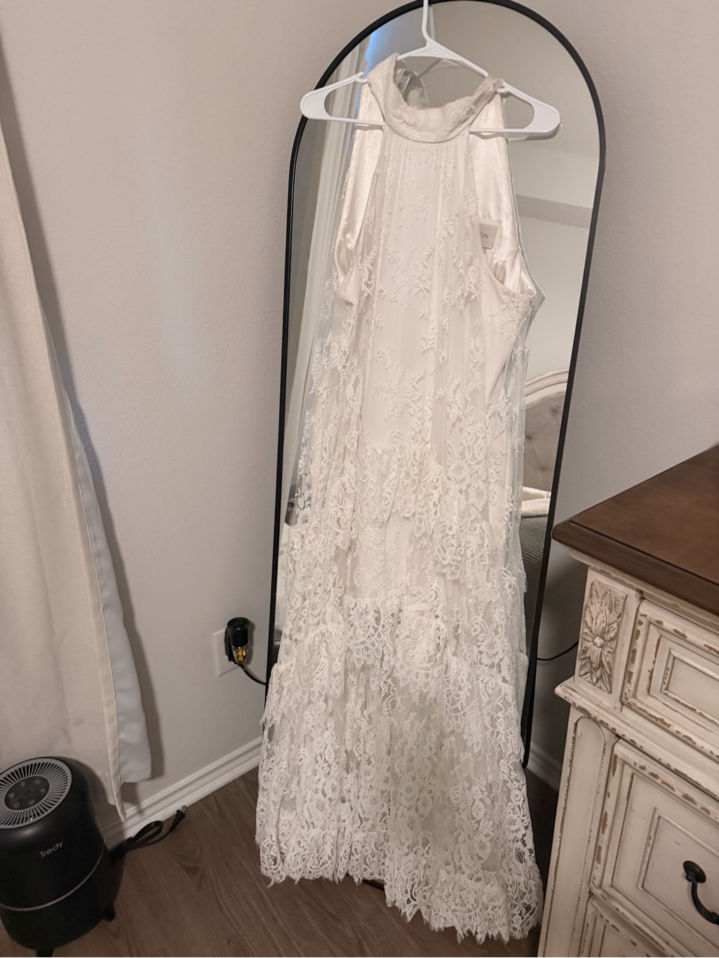 Bhldn Ivory Lace Halter Maxi Dress